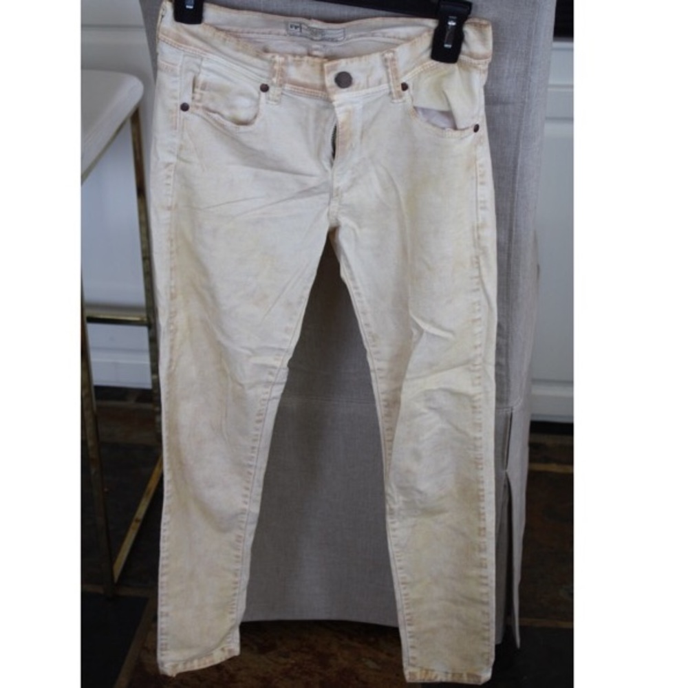 Free people distressed burnt yellow skinny… - Picture 1 of 8